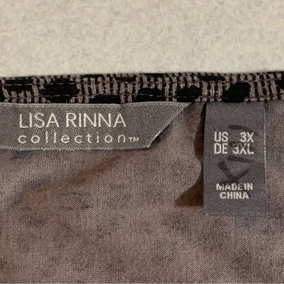 LISA RINNA Collection Faux Wrap Tunic 3X Gray Black Leopard V-Neck Long Sleeve. - Picture 8 of 13